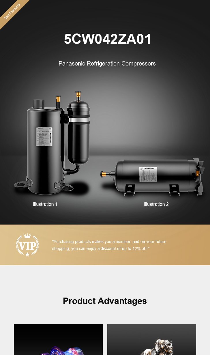 Panasonic Compressor 5CW042ZA01, technical parameters pdf, structure diagram